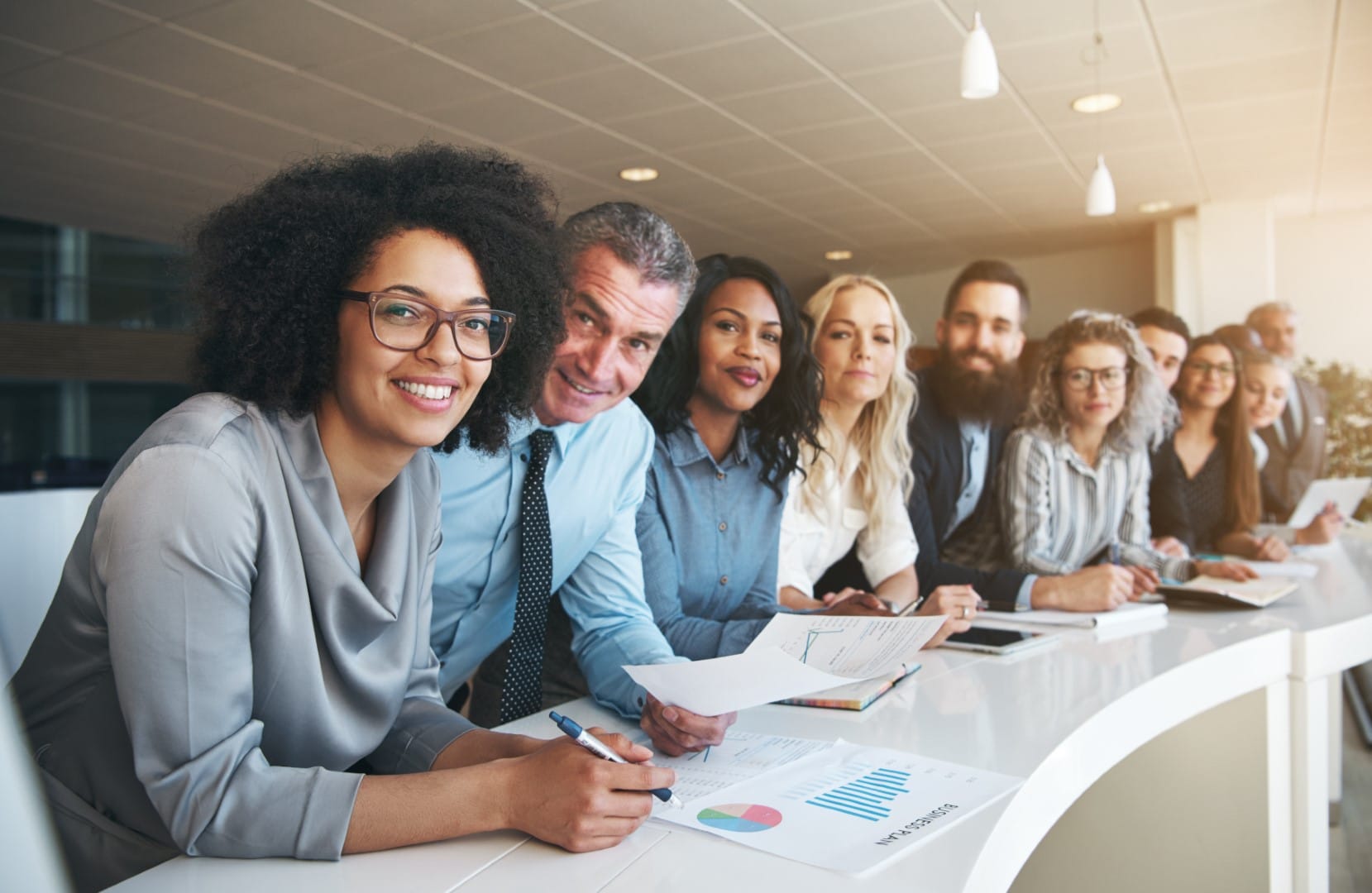 Portrait,Of,A,Smiling,Group,Of,Diverse,Corporate,Colleagues,Standing