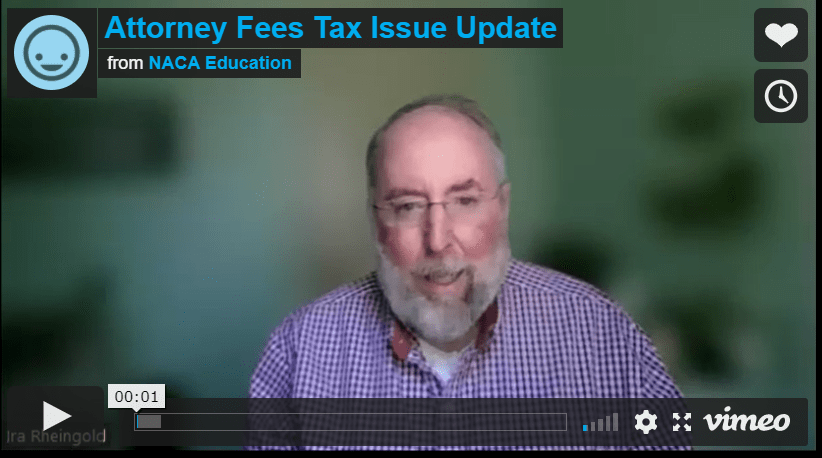 Attorney Fee Tax Issue Update - NACA