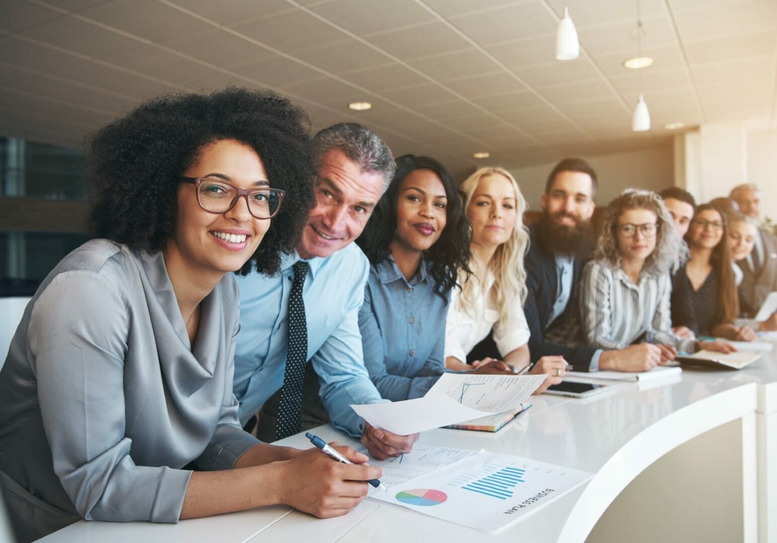 Portrait,Of,A,Smiling,Group,Of,Diverse,Corporate,Colleagues,Standing